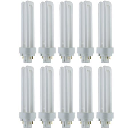 Sunlite PLD18/E/SP65K 6500K Fluorescent 18W PLD Double U-Shaped Twin Tube CFL Bulbs w/4-Pin G24Q-2, 10PK 40549-SU